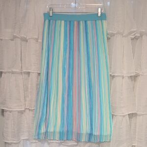 Ruby Rd. Pastel Multi-Stripe Midi Skirt